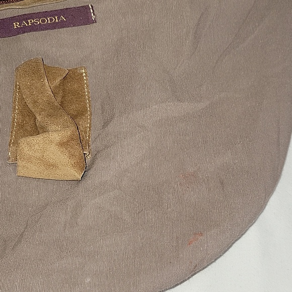 Rapsodia Suede Fringe Hobo Crossbody Shoulder Bag - Tan - Picture 15 of 16